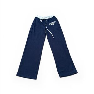 Edikted Navy Blue Wide Leg Sweat Pants